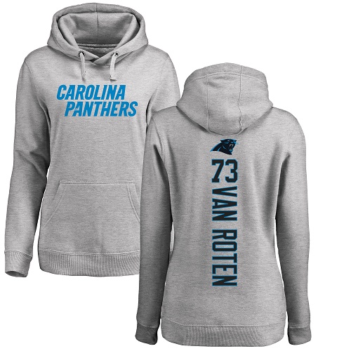 Carolina Panthers Ash Women Greg Van Roten Backer NFL Football #73 Pullover Hoodie Sweatshirts->women nfl jersey->Women Jersey